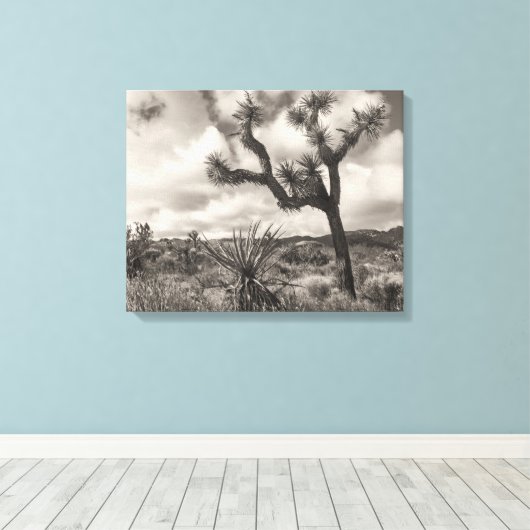 Joshua Tree bw Canvas Afdruk (Insitu (Houten vloer))