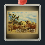 Joshua Tree California Ornament Vintage Travel<br><div class="desc">Een coole  stijl Joshua Tree-ornament met een Joshua-boom in het National Park van Californië met stenen en borstel tegen een dramatische blauwe hemel van fluffy wolken.</div>