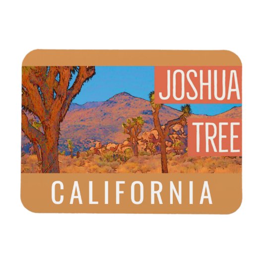 Joshua Tree California Retro Travel Poster Magneet (Horizontaal)