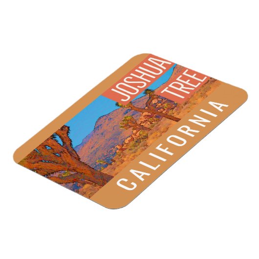 Joshua Tree California Retro Travel Poster Magneet (Linkerzijde)