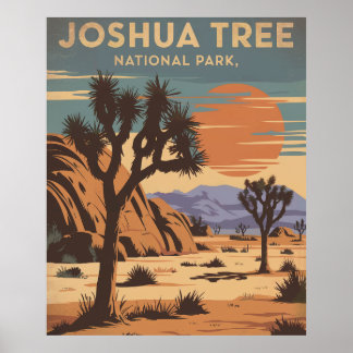 Joshua Tree Californië landschap woestijn zonsonde Poster