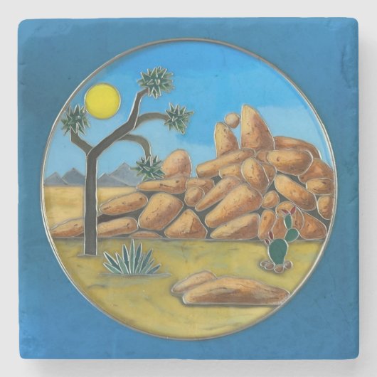 Joshua Tree- Fish Rock Knop Stenen Onderzetter (Voorkant)