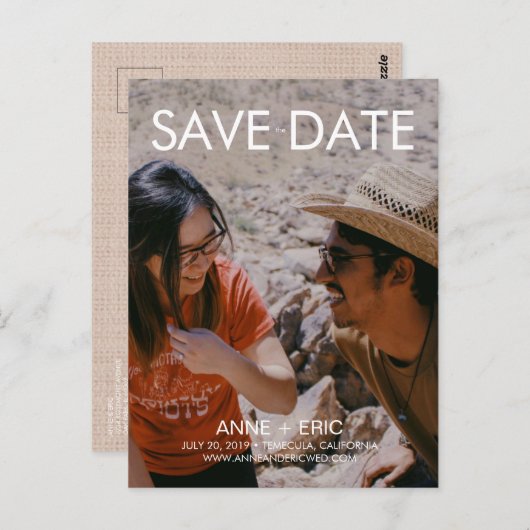 "Joshua Tree" - Flat Modern Save the Date Briefkaa Briefkaart (Voorkant / Achterkant)