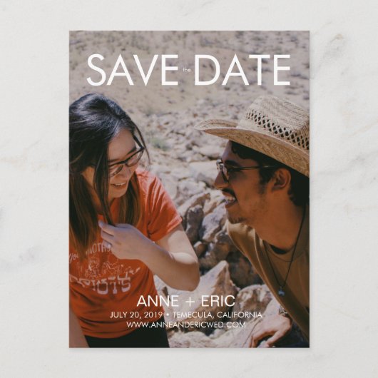 "Joshua Tree" - Flat Modern Save the Date Briefkaa Briefkaart (Voorkant)