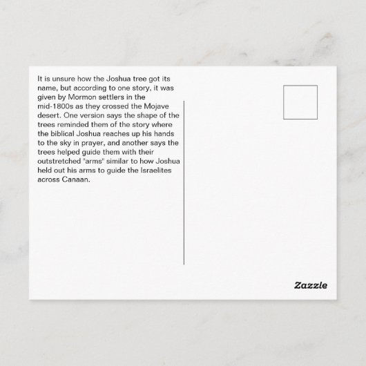 Joshua Tree Fun Fact Briefkaart (Achterkant)