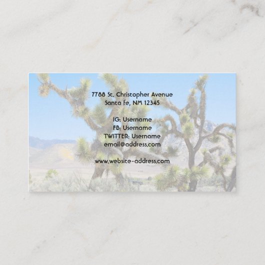 Joshua Tree in Californië Visitekaartje (Achterkant)