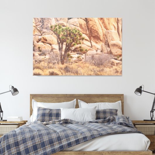 Joshua Tree in de woestijn Canvas Afdruk (Insitu (Slaapkamer))