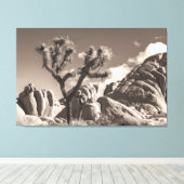 Joshua Tree Landschap Sepia Tone Canvas Afdruk (Insitu (Houten vloer))