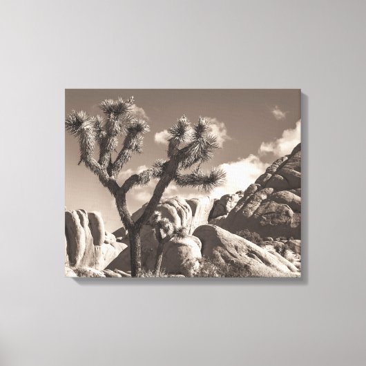Joshua Tree Landschap Sepia Tone Canvas Afdruk (Voorkant)
