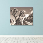 Joshua Tree Landschap Sepia Tone Canvas Afdruk (Insitu (Houten vloer))