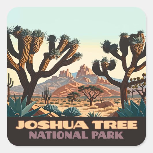 Joshua Tree National Park, Californische woestijn Vierkante Sticker (Voorkant)