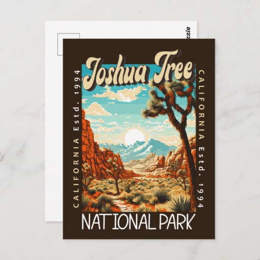 Joshua Tree National Park Illustratie noodlijdend Briefkaart (Voorkant / Achterkant)