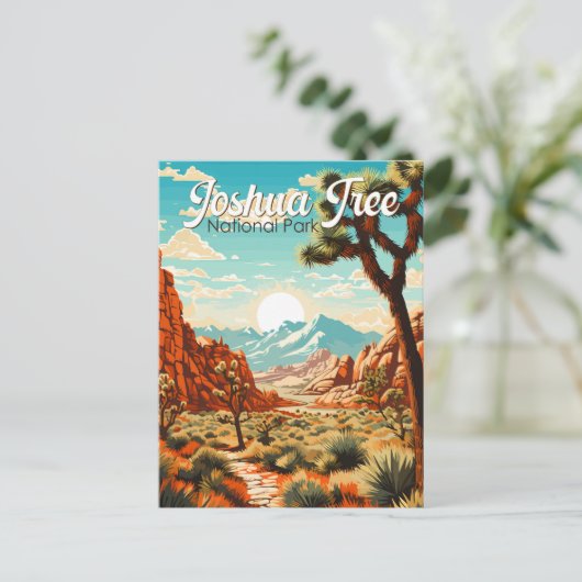 Joshua Tree National Park Illustratie Retro Briefkaart (Staand voorkant)