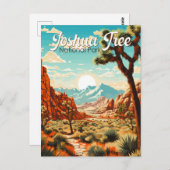 Joshua Tree National Park Illustratie Retro Briefkaart (Voorkant / Achterkant)