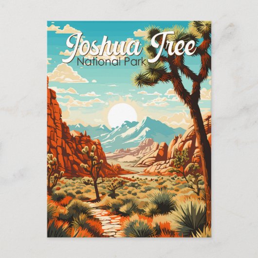 Joshua Tree National Park Illustratie Retro Briefkaart (Voorkant)
