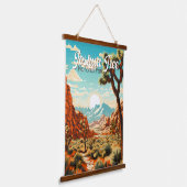 Joshua Tree National Park Illustratie Retro Hangend Wandkleed (Gebogen)