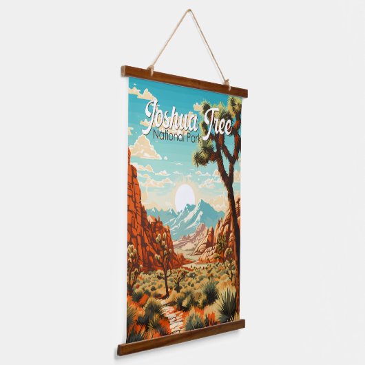 Joshua Tree National Park Illustratie Retro Hangend Wandkleed (Gebogen)