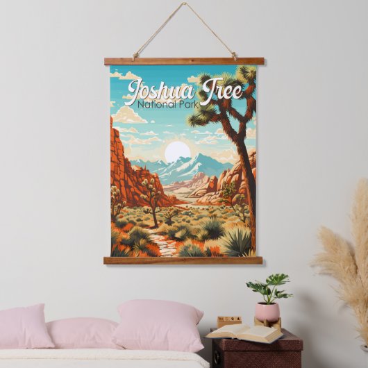 Joshua Tree National Park Illustratie Retro Hangend Wandkleed (Slaapkamer)