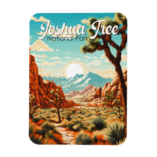 Joshua Tree National Park Illustratie Retro Magneet (Verticaal)