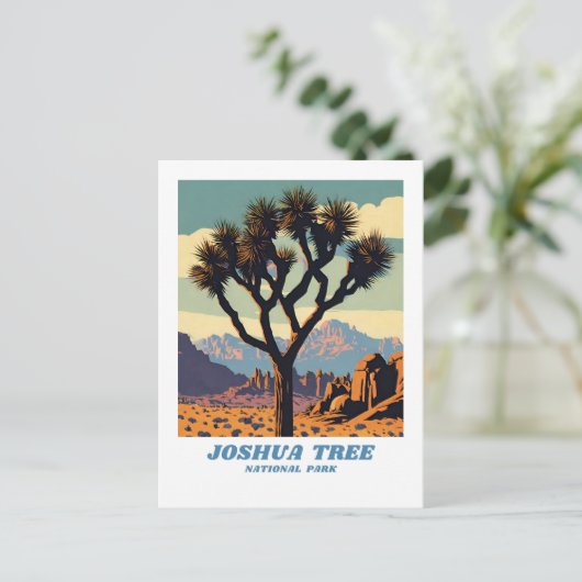 Joshua Tree National Park illustratie retro Sceni Briefkaart (Staand voorkant)