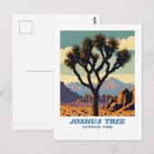 Joshua Tree National Park illustratie retro Sceni Briefkaart (Voorkant / Achterkant)