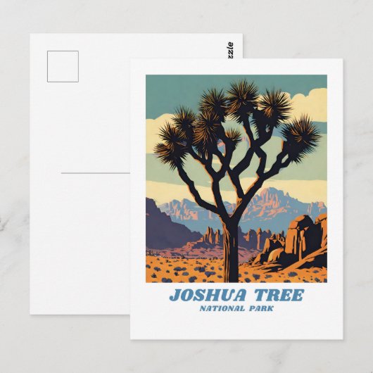 Joshua Tree National Park illustratie retro Sceni Briefkaart (Voorkant / Achterkant)