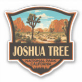 Joshua Tree National Park Illustratie Retro Sticker (Voorkant)