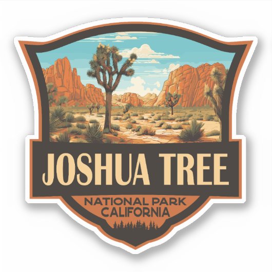 Joshua Tree National Park Illustratie Retro Sticker (Voorkant)