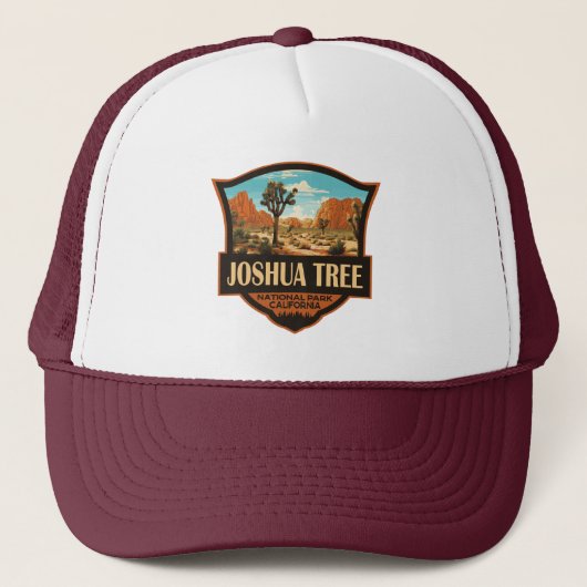 Joshua Tree National Park Illustratie Retro Trucker Pet (Voorkant)