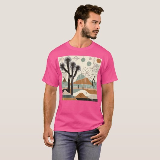 Joshua Tree National Park Line Art  Wandelen T-shirt (Voorkant volledig)