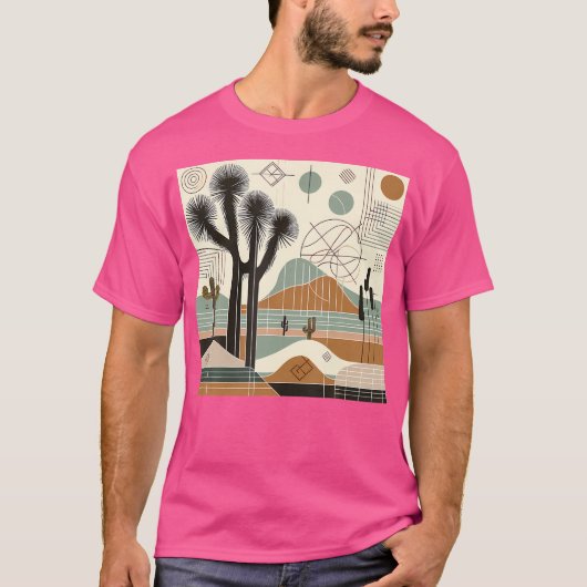Joshua Tree National Park Line Art  Wandelen T-shirt (Voorkant)