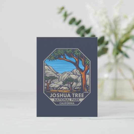 Joshua Tree National Park Retro Emblem Briefkaart (Staand voorkant)