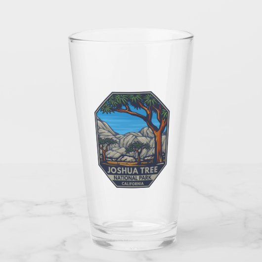 Joshua Tree National Park Retro Emblem Glas (Voorkant)