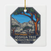 Joshua Tree National Park Retro Emblem Keramisch Ornament (Achterkant)