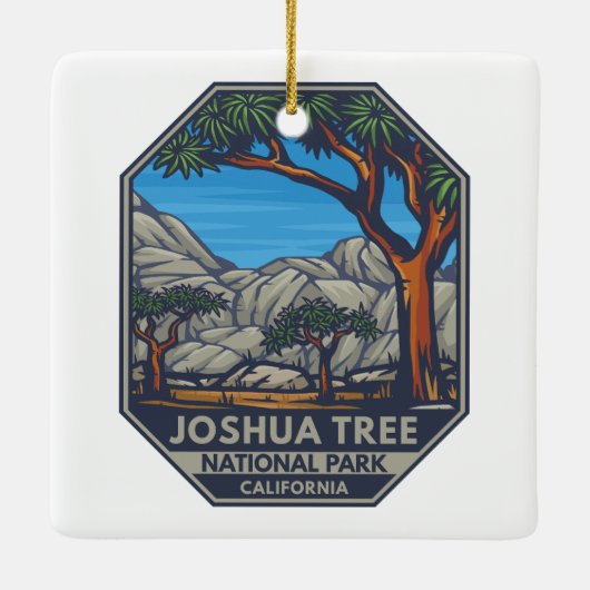 Joshua Tree National Park Retro Emblem Keramisch Ornament (Achterkant)