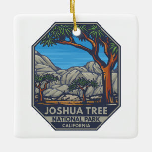 Joshua Tree National Park Retro Emblem Keramisch Ornament