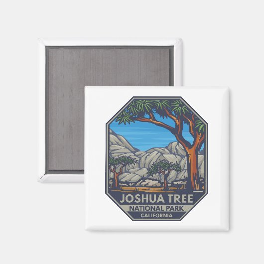 Joshua Tree National Park Retro Emblem Magneet (Voorkant / Achterkant)