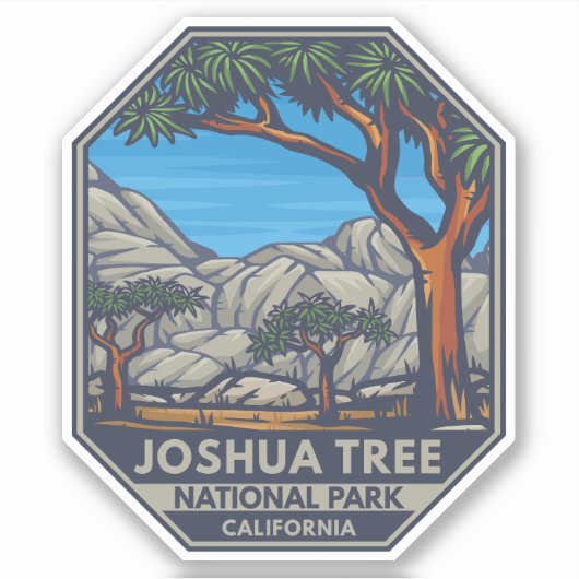Joshua Tree National Park Retro Emblem Sticker (Voorkant)