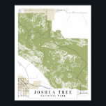 Joshua Tree National Park Retro Street Map Poster<br><div class="desc">Joshua Tree National Park Retro Street Map</div>