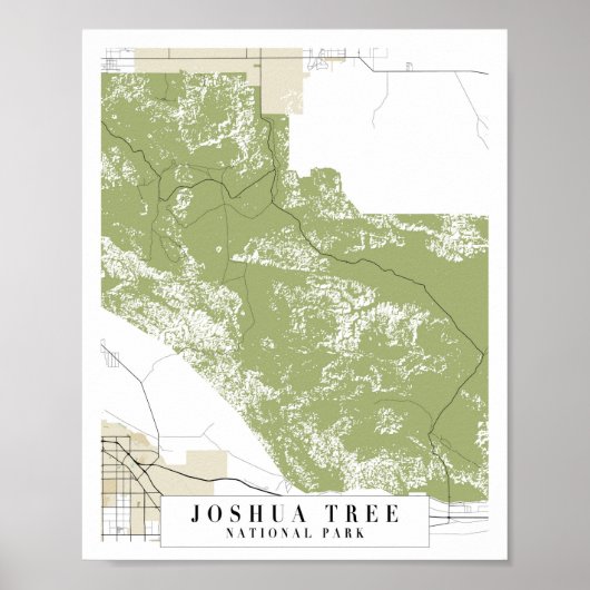 Joshua Tree National Park Retro Street Map Poster (Voorkant)