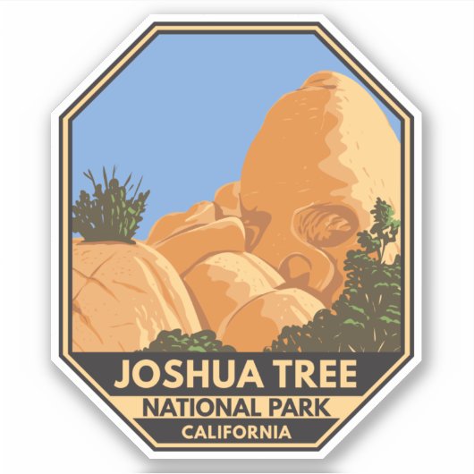 Joshua Tree National Park Skull Rock California Sticker (Voorkant)