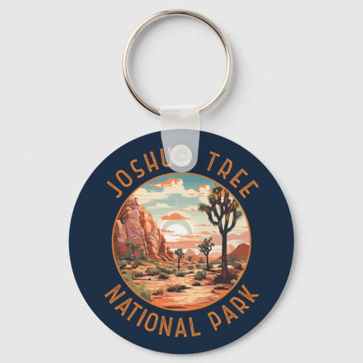 Joshua Tree National Park Sunset Retro in nood Sleutelhanger (Voorkant)
