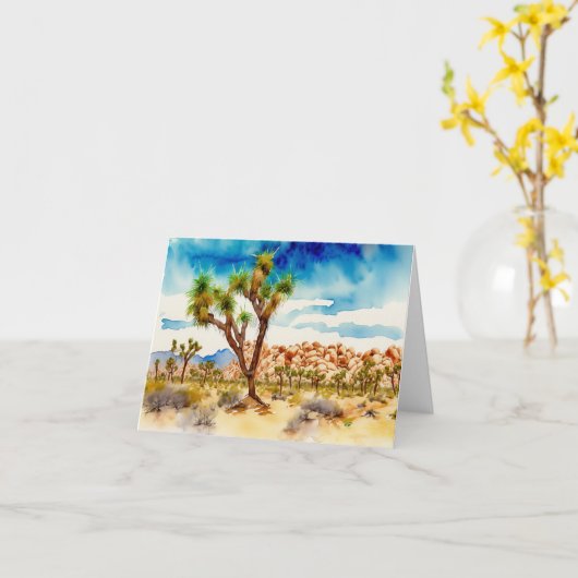 Joshua Tree National Park Waterverf Stationery Kaart (Gele Bloem)