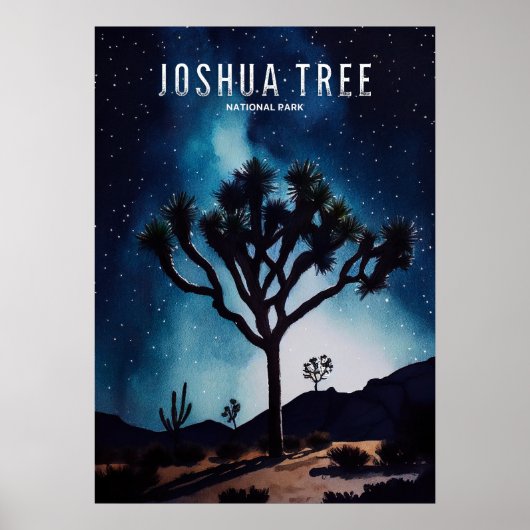 Joshua Tree Nightime Stars Cactus Poster (Voorkant)