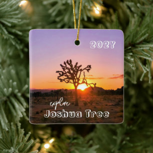 Joshua Tree Paarse Sinaasappel Sunset Custom Foto Keramisch Ornament