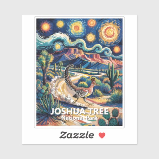 Joshua Tree Roadrunner Colorful Desert Landscape Sticker (Vel)