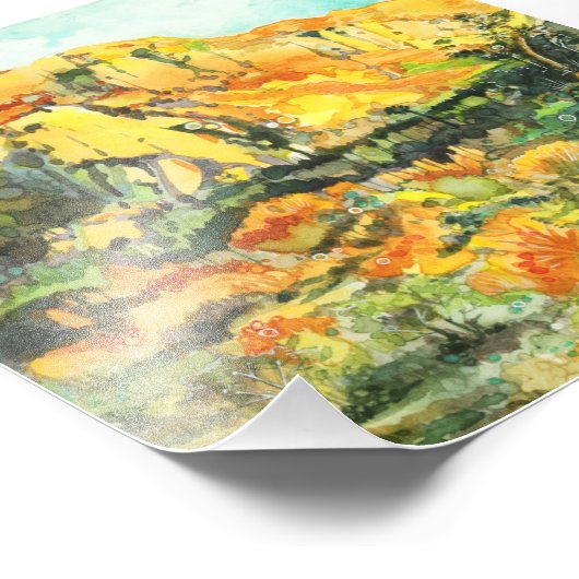 Joshua Tree Sunset - waterverf schilderij Foto Afdruk (Hoek)