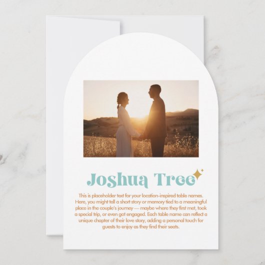 Joshua Tree-tabelnummer Kaart (Achterkant)