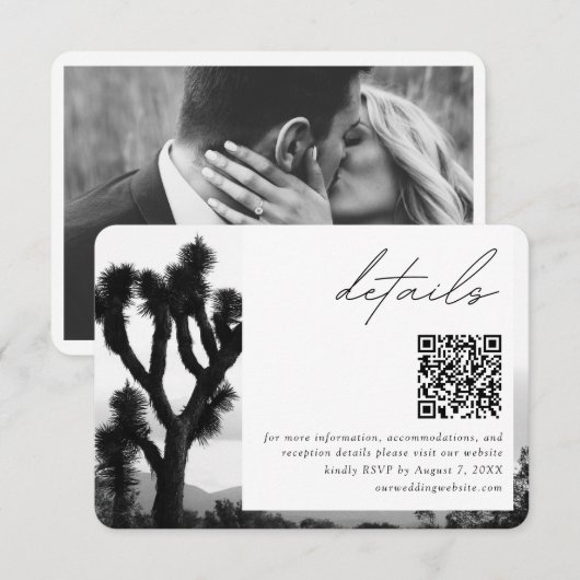 Joshua Tree trouwdetails QR-code RSVP Informatiekaartje (Voorkant / Achterkant)