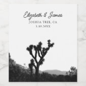 Joshua Tree Trouwgunst Zwart & Wit Wijn Etiket (Enkel label)